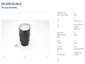 BPW 05.429.43.20.0 Air bag assembly